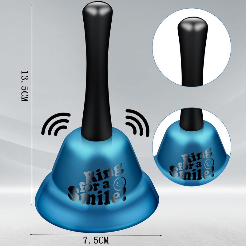 Arbootjin Blue Metal Hand Bell - 5.3 Inch Loud Classroom Bell for Schools, Offices, Hotels - Image 3